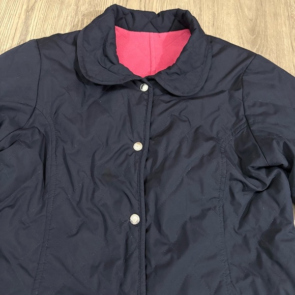 Lands’End Quilted Fleece Lined Reversible Girls/ Women’s Jacket Navy Pink Small - Picture 6 of 16